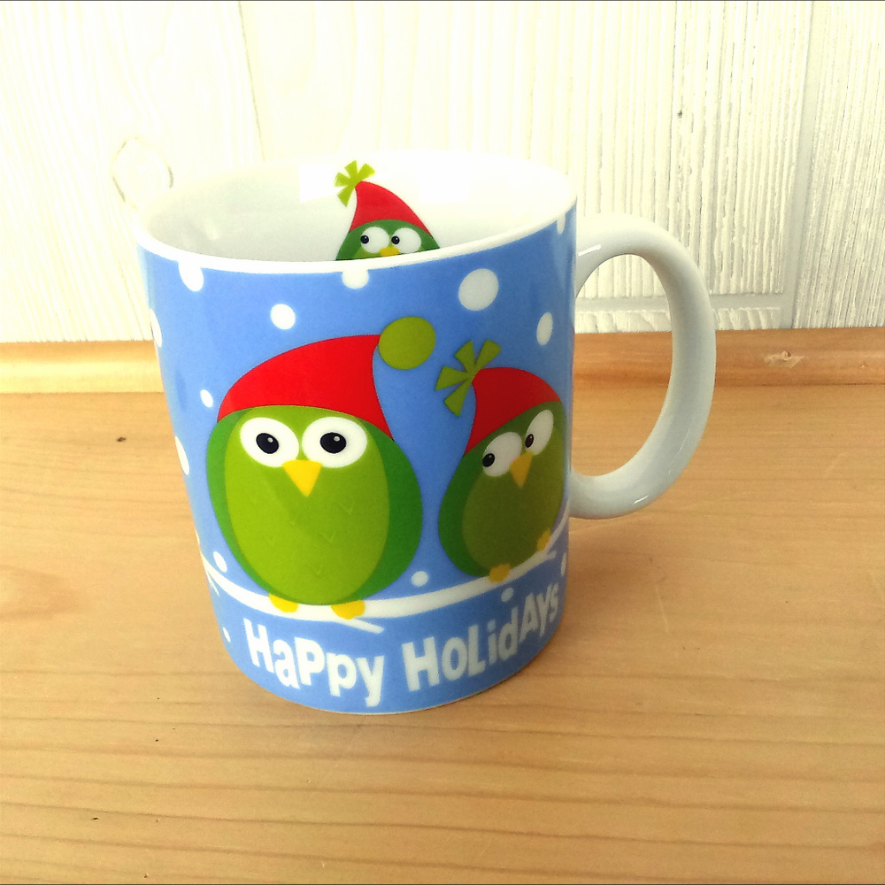 Pier 1 ~ Happy Holidays Owl Mug, Christmas Winter